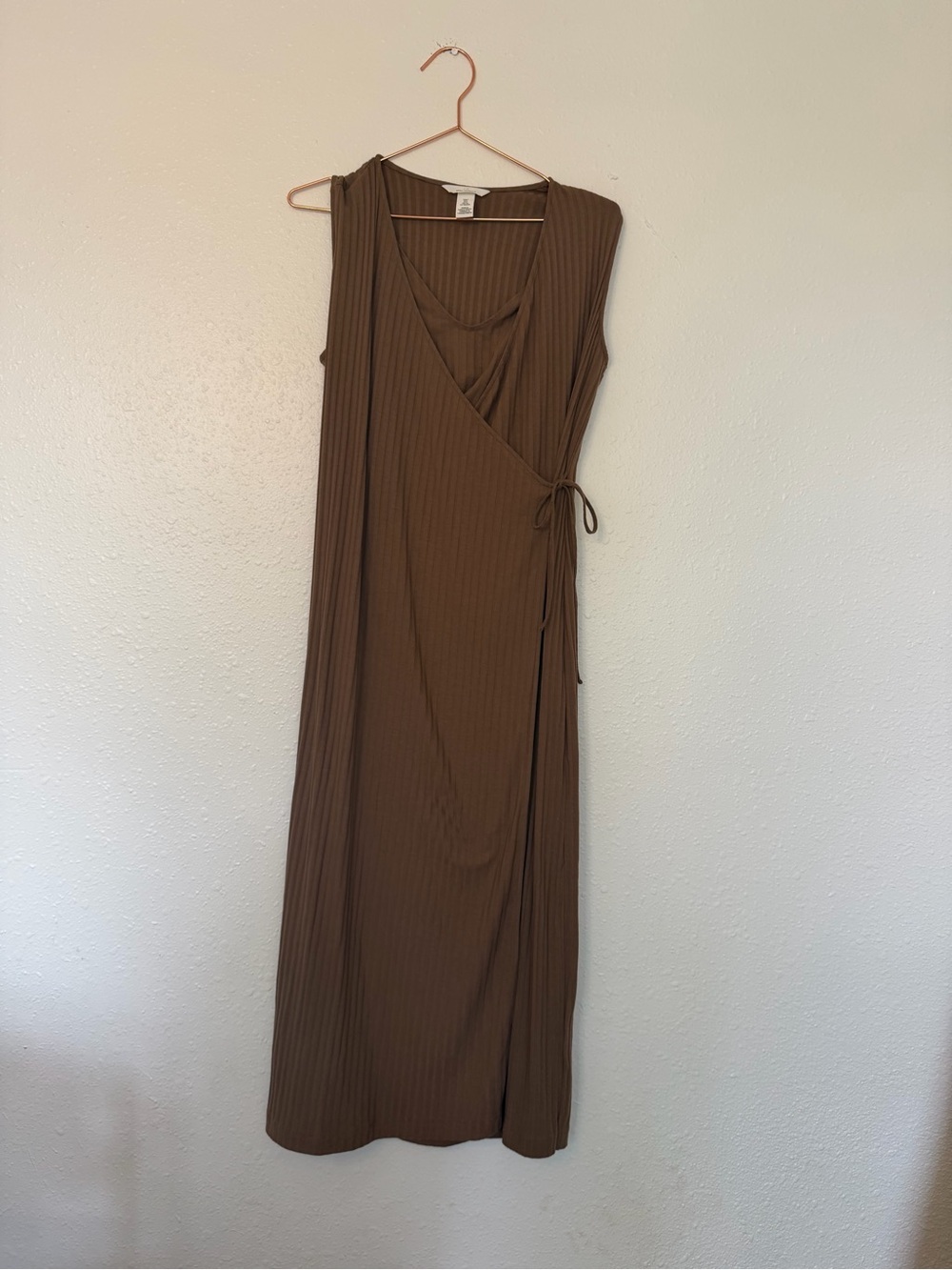 H&M Chocolate Brown Ribbed Wrap Maxi Dress